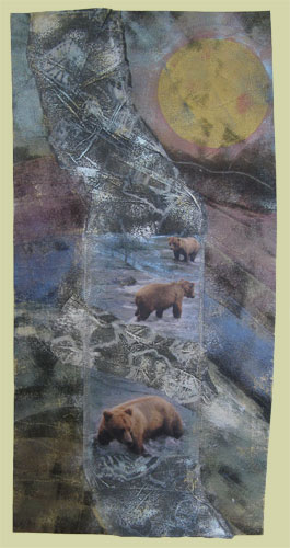 Image of quilt titled “Sharing Tales” by Gay Jensen
